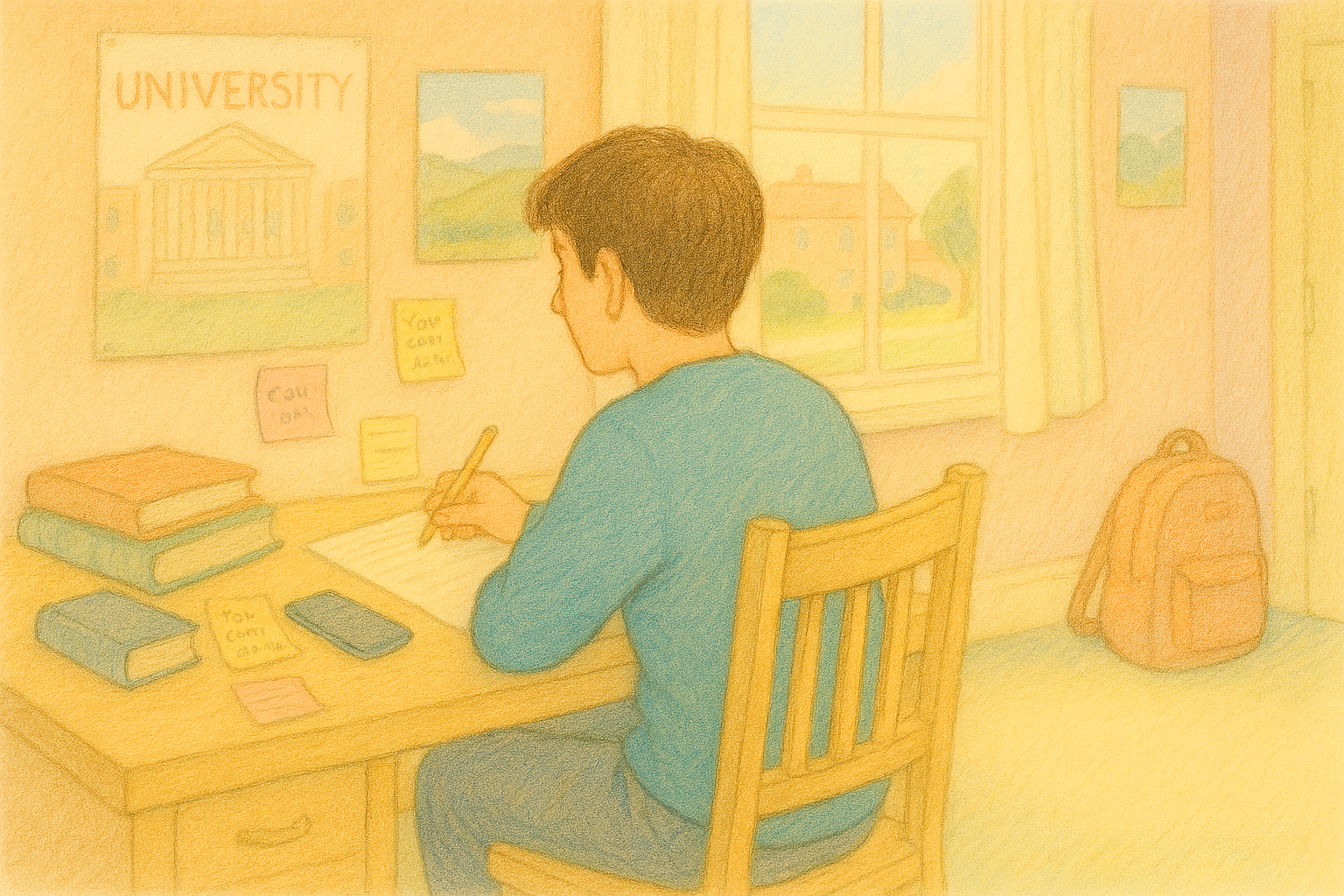 Illustration of first-generation students together, supporting one another.